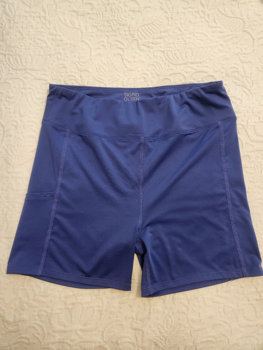 Sigrid Olsen Navy Blue High-Waist Bike Shorts. Golf & Tennis Shorts